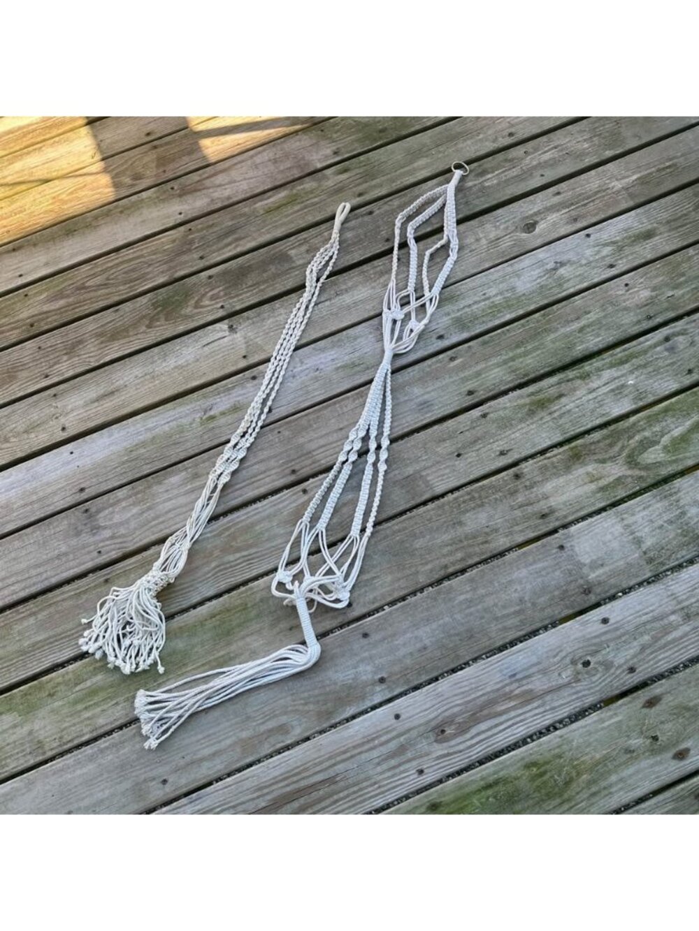 Two vintage macramé plant holders